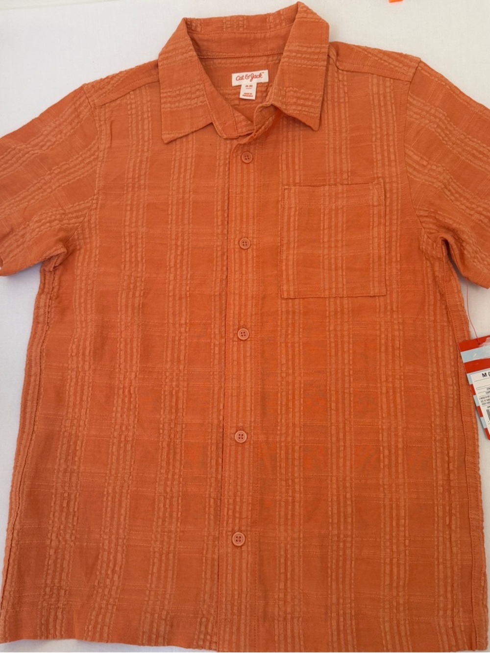 Cat & Jack Boys Orange Button Up Shirt Size 8 NWT